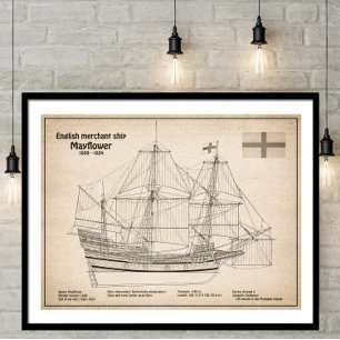 Poster Mayflower - Plan directeur des navires SD