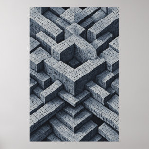 Poster Maze 3D : Cubes géométriques en perspective