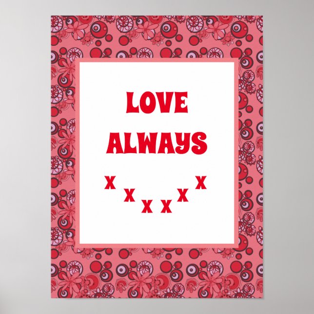Poster Mazipoodles bulles florales Aimer Baiser Rouge 2 (Devant)
