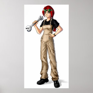Poster Mécanique Anime Girl