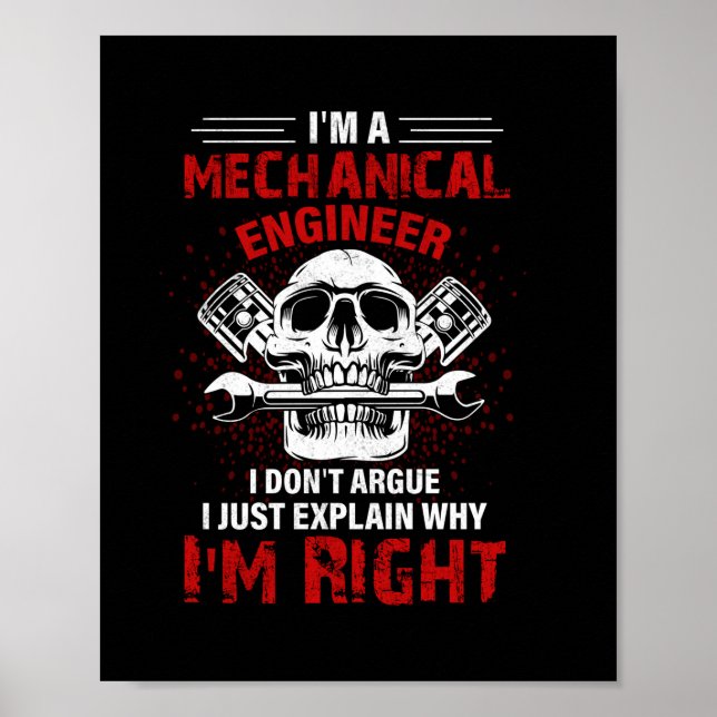 Poster Mécanique Je Suis Ingénieur Mécanique (Devant)