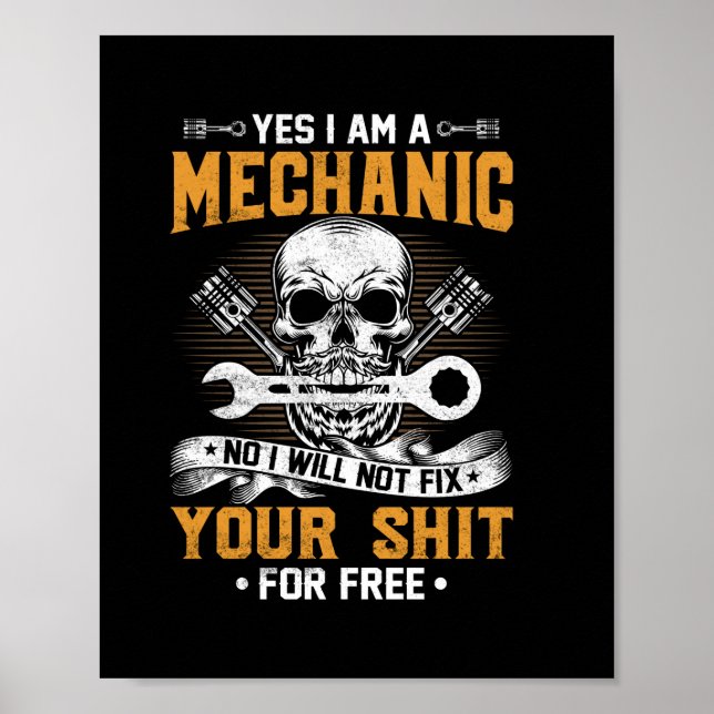 Poster Mécanique Oui Je Suis Mécanique (Devant)