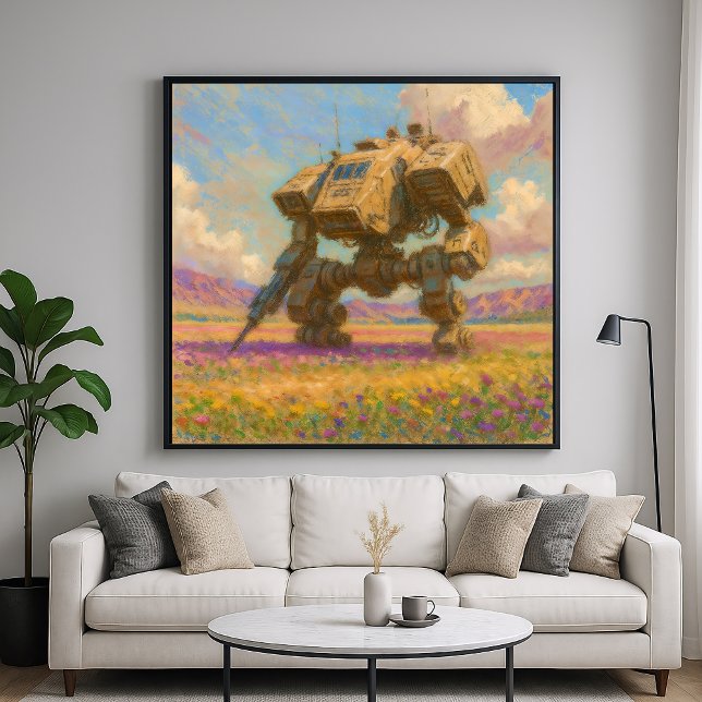 Poster Mech in Meadow - Peinture Pastel Style Art (Créateur téléchargé)