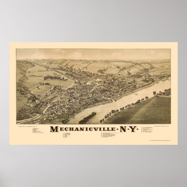 Poster Mechanicville, NY Carte panoramique - 1885 (Devant)