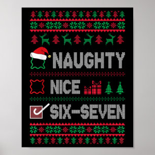 Poster Méchants Gentils 6 7 Drôle Brainrot Meme Noël Affr