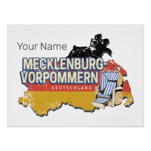Poster Mecklembourg-Poméranie occidentale Carte Vinateg A