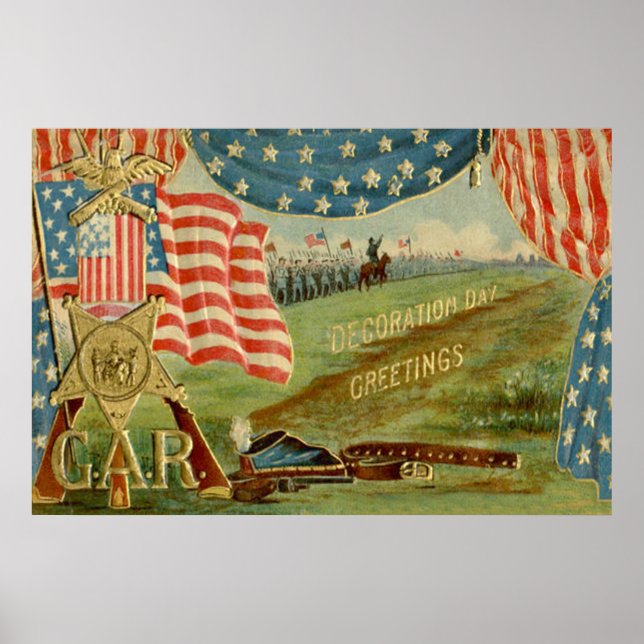 Poster Médaille de l'Union de la guerre civile du drapeau (Devant)