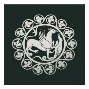 Poster Médaillon de combat de griffon médiéval