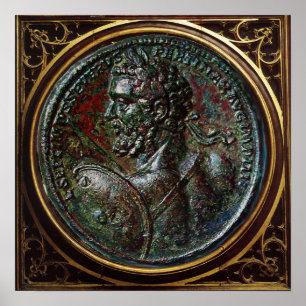 POSTER MÉDAILLON EN BRONZE ROMAIN ANTIQUE SEPTIME SÉVÈRE