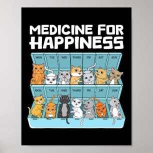 Poster Médecine Du Bonheur Chats Cadeau Pour Hommes Femme
