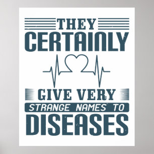 Poster Médecine - Noms Étranges Des Maladies
