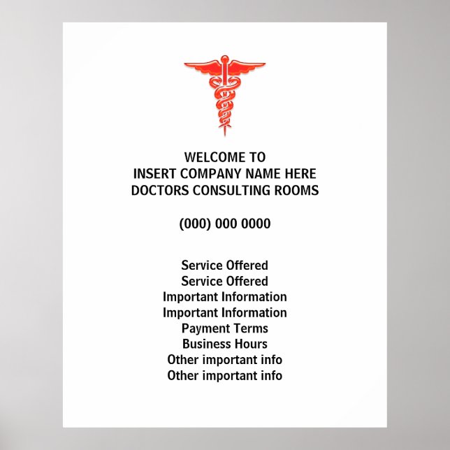 Poster Médecins salles médicales information du patient (Devant)