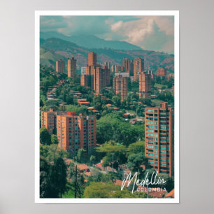 Poster Medellin Colombie Art Voyage célèbre place