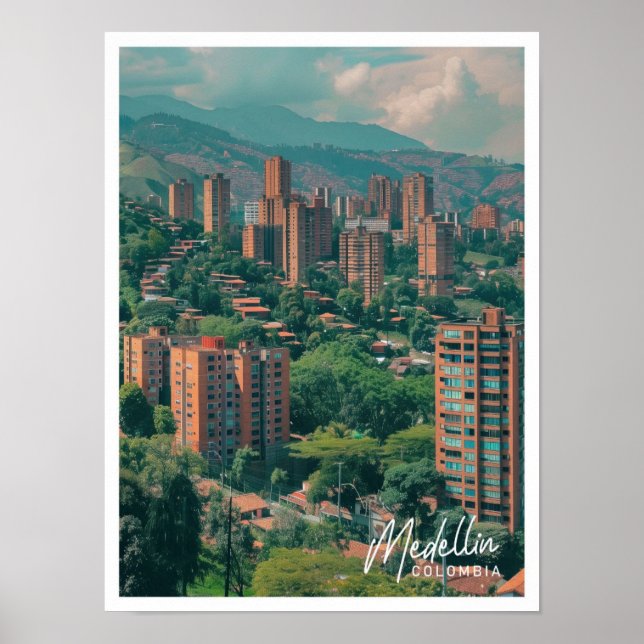 Poster Medellin Colombie Art Voyage célèbre place (Devant)
