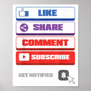 Poster Médias Sociaux J'aime Partager Commenter S'abonner