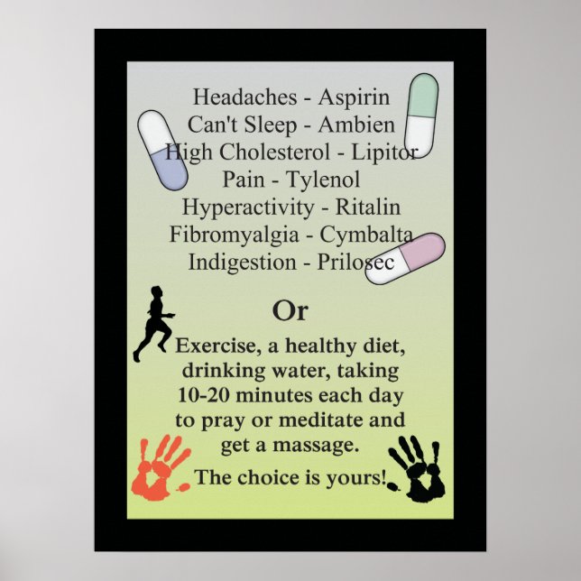 Poster Médicaments ou obtenir un massage (Devant)