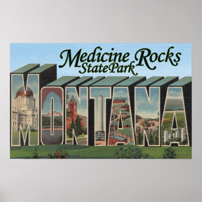 Poster Medicine Rocks State Park, Montana (Devant)