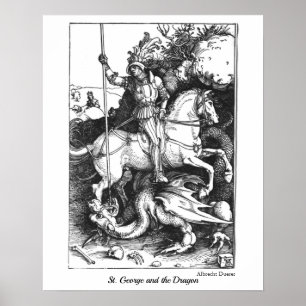 Poster Medieval St. George and the Dragon Adult Coloring