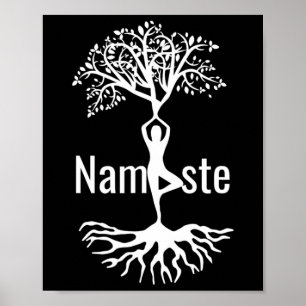 Poster Méditation de la pose de l'arbre Namaste de yoga