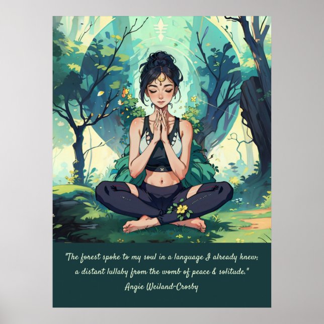 Poster Méditation du Yoga de Forêt Naturelle Reiki Master (Devant)