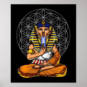 Poster Méditation égyptienne Pharaon Toutankhamon Yoga