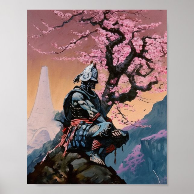 Poster Méditation japonaise Samurai (Devant)