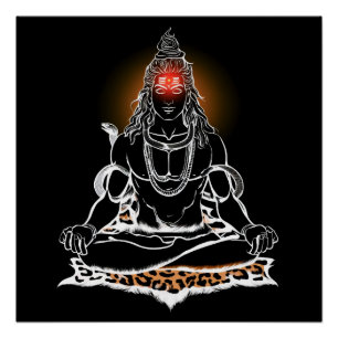 Poster Méditation mystique de Shiva : L'Art de Ligne Divi
