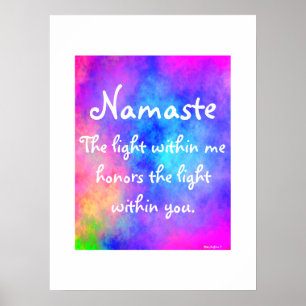 Poster Méditation Namaste Yoga Aquarelle couleur vive