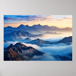 Poster Méditation Paysage Montagnes Serène