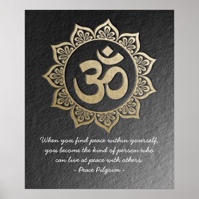 Poster Méditation YOGA Chic Black Gold OM Mandala Citatio (Devant)