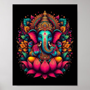 Poster Méditation Yoga Ganesh Dieu Hindou Namaste Tee Gan
