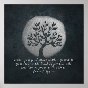 Poster Méditation Yoga Reiki Instructeur Arbre Argent Cit