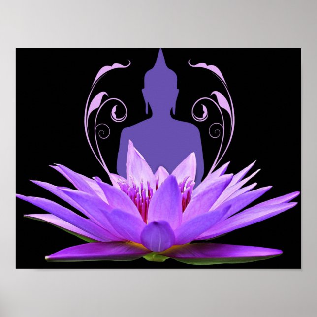 Poster Méditation Zen Yoga Lotus Fleur (Devant)