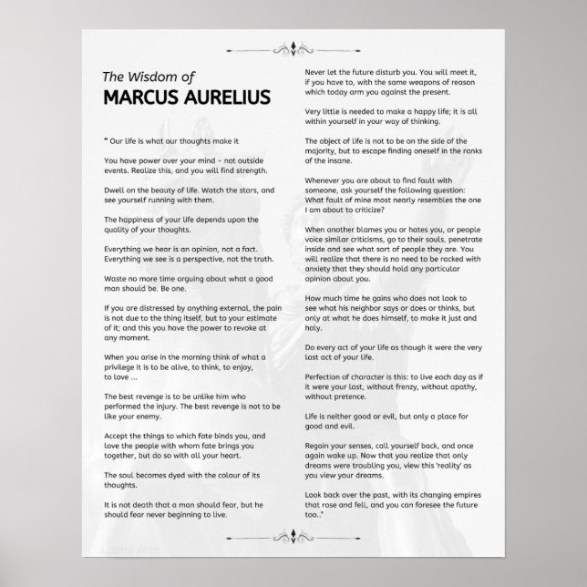 Poster Méditations stoïques de Marcus Aurelius. La sagess (Devant)