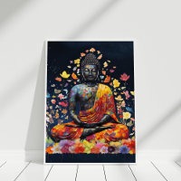 Méditer le Bouddha avec des Fleurs sauvages coloré