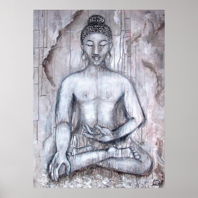 Poster Méditer l'impression d'art Bouddha (Devant)