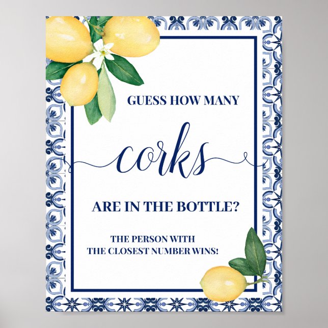 Poster Méditerranéen Devinez Combien De Corks Douche Jeu (Devant)