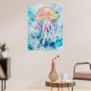 Poster Méduse aquarelle
