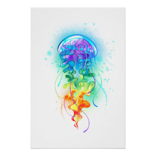 Poster Méduse arc-en-ciel