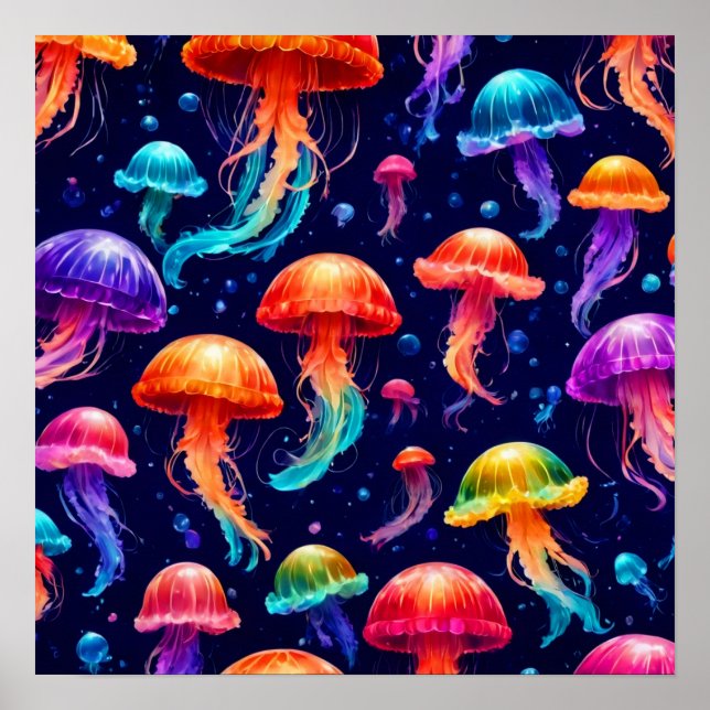 Poster Méduse colorée (Devant)