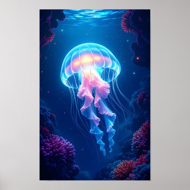 Poster Méduse lumineuse (Devant)