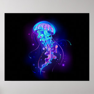 Poster Méduse vibrante aux couleurs lumineuses