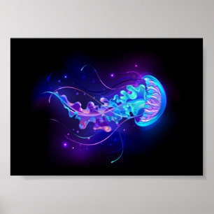 Poster Méduse vibrante aux couleurs lumineuses