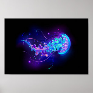 Poster Méduse vibrante aux couleurs lumineuses