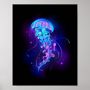 Poster Méduse vibrante aux couleurs lumineuses