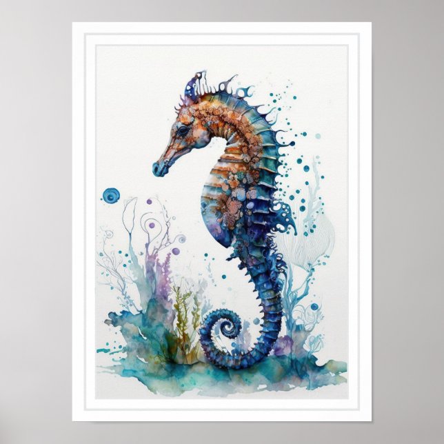 Poster - Meereswelt des Seepferds unter Meer (Vorne)