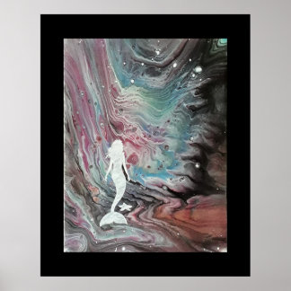 POSTER. Meerjungfrau und Seesterne bei Nebel Poster