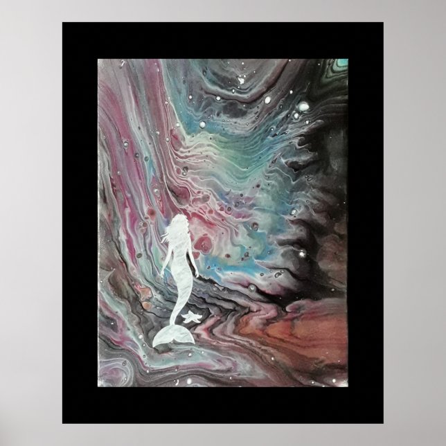 POSTER. Meerjungfrau und Seesterne bei Nebel Poster (Vorne)