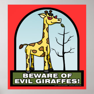 Poster Méfiez-vous de l'affiche des girafes maléfiques