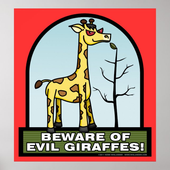 Poster Méfiez-vous de l'affiche des girafes maléfiques (Devant)